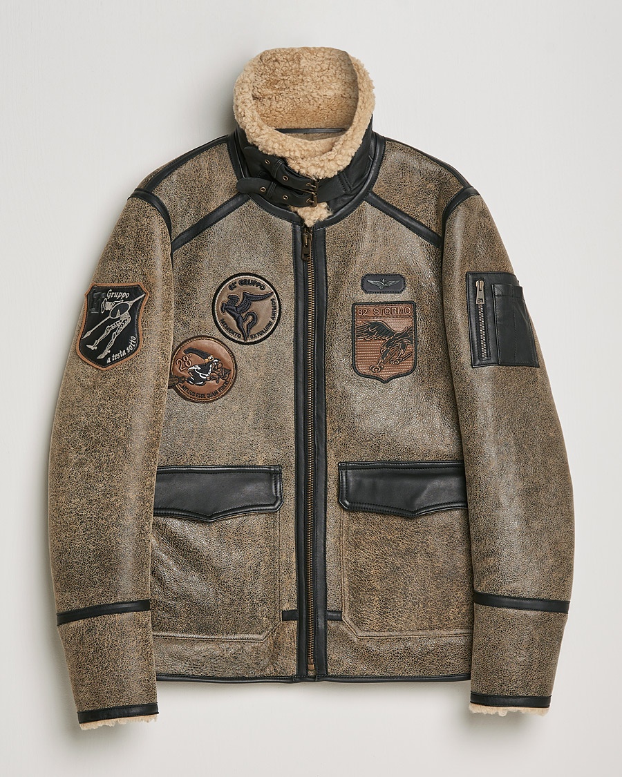 Herre | | Aeronautica Militare | Aviator Patch Jacket Tabaco