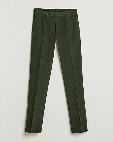 Incotex Slim Fit Soft Corduroy Trousers Forest Green