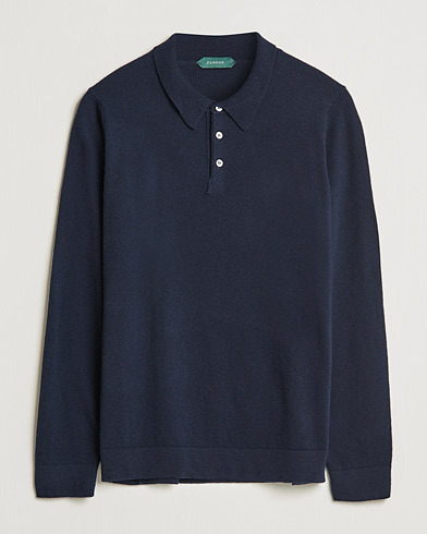 Herre | Gensere | Zanone | Knitted Cashmere Blend Polo Navy