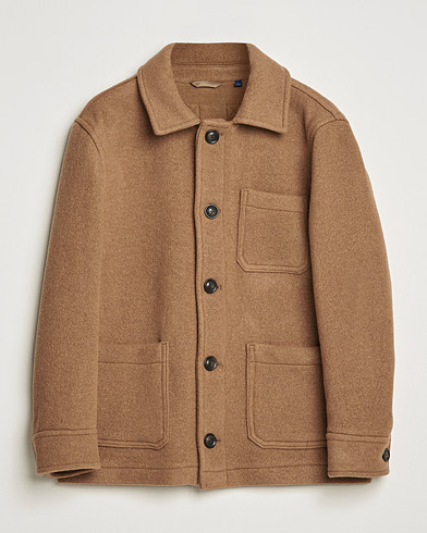 Herre | Tynne jakker | GANT | Short Wool Patch Pocket Jacket Warm Khaki