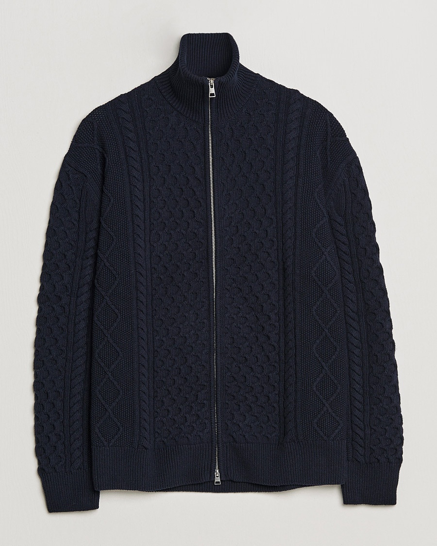 Herre | | GANT | Aran Structured Full Zip Evening Blue