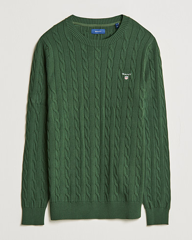Herre |  | GANT | Cotton Cable Crew Neck Pullover Storm Green