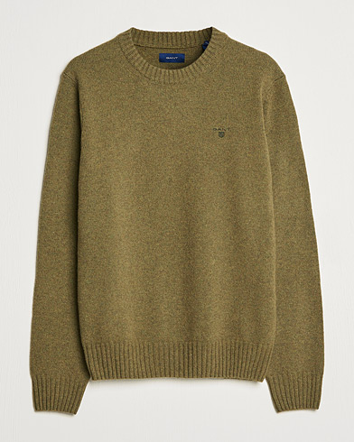 Herre | Preppy Authentic | GANT | Brushed Wool Crew Neck Sweater Army Green