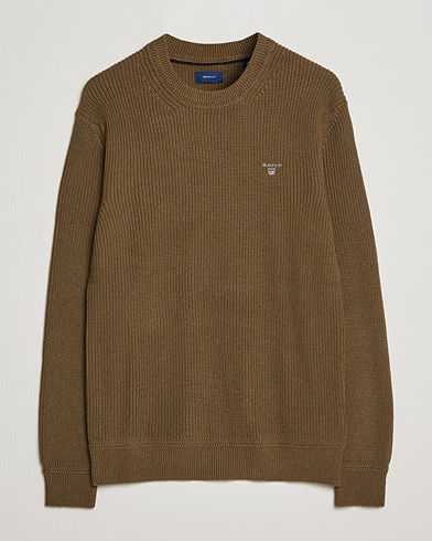 Herre |  | GANT | Cotton/Wool Ribbed Sweater Army Green