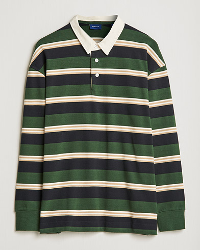 Herre | Rugbygensere | GANT | Archive Striped Heavy Rugger Storm Green
