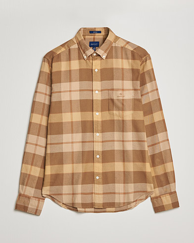 Herre | GANT | GANT | Regular Fit Flannel Block Checked Shirt Roasted Walnut