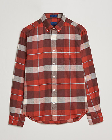 Herre | Flanellskjorter | GANT | Regular Fit Flannel Block Checked Shirt Spice Red