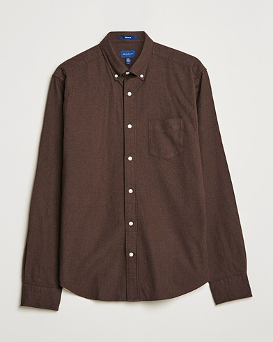 Herre | Flanellskjorter | GANT | Regular Fit Flannel Shirt Rich Brown