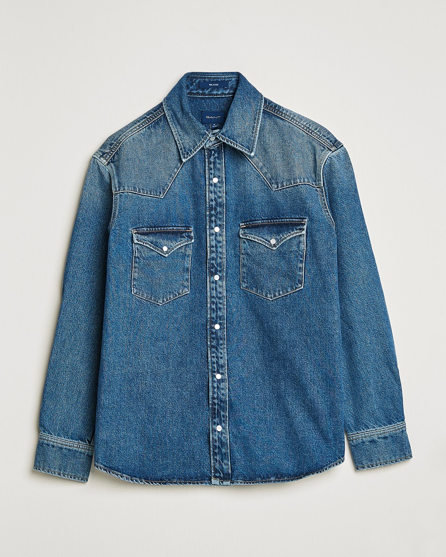 Herre | | GANT | Western Denim Shirt Vintageg Blue