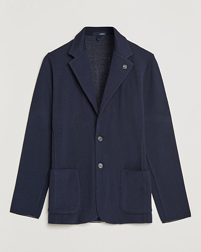 Herre | Strikkede blazere | Lardini | Knitted Wool Blazer Navy