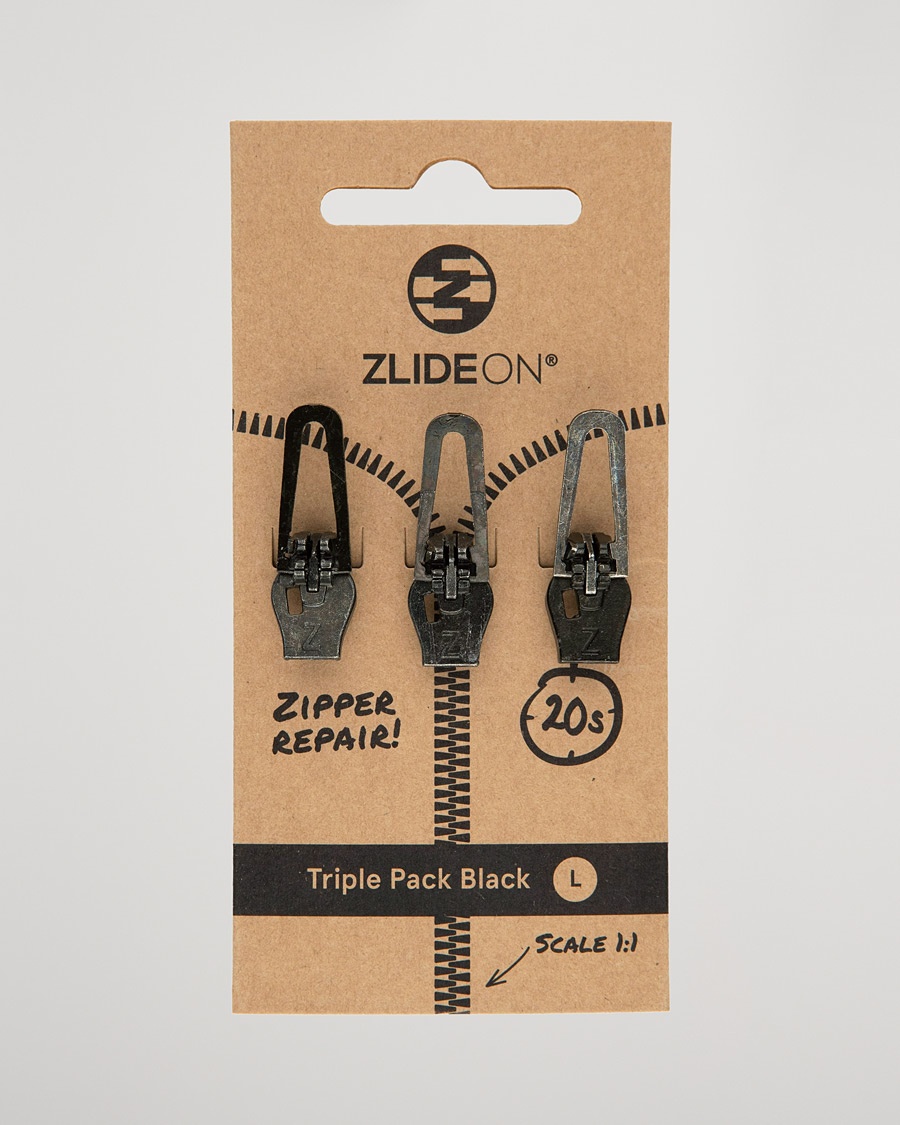 ZlideOn 3-Pack Zippers Black L – Svart