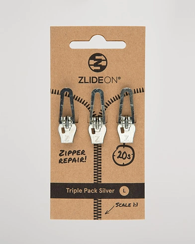 Herre | Reparasjon | ZlideOn | 3-Pack Zippers Silver L