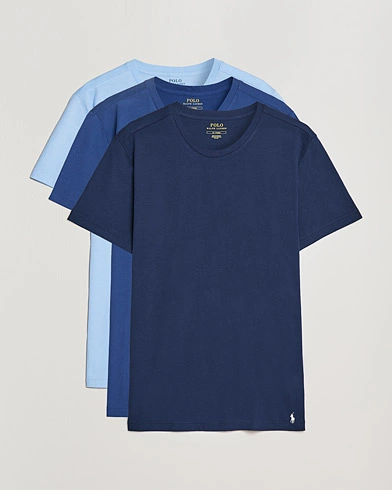 Herre | Wardrobe basics | Polo Ralph Lauren | 3-Pack Crew Neck T-Shirt Navy/Light Navy/Light Blue