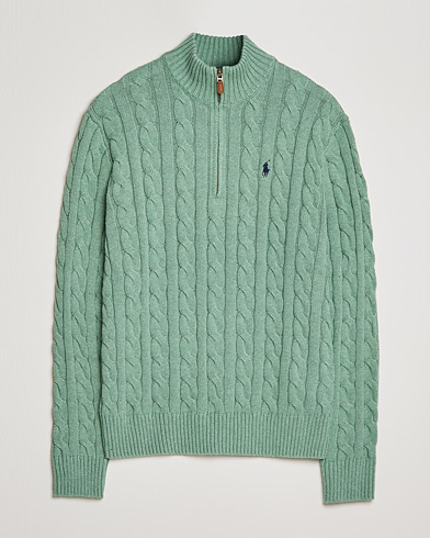 Herre |  | Polo Ralph Lauren | Cotton Cable Half Zip Sweater Seafoam Heather