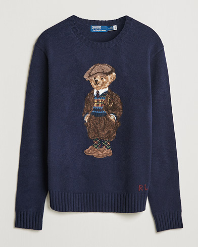 Herre | Preppy Authentic | Polo Ralph Lauren | Wool Heritage Bear Knitted Sweater Navy
