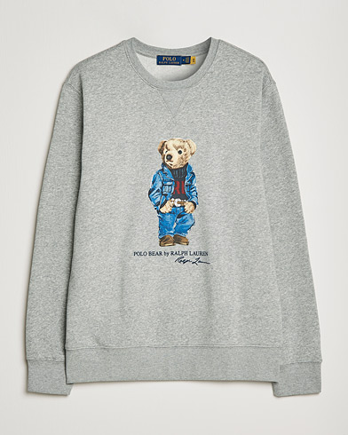 Herre | Preppy Authentic | Polo Ralph Lauren | Printed Denim Bear Sweatshirt Andover Heather