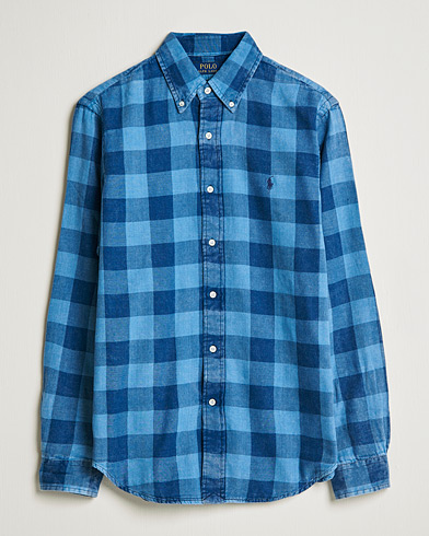 Herre |  | Polo Ralph Lauren | Custom Fit Double Faced Checked Shirt Blue/Black