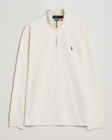 Herre |  | Polo Ralph Lauren | Double Knit Jaquard Half Zip Sweater Chic Cream