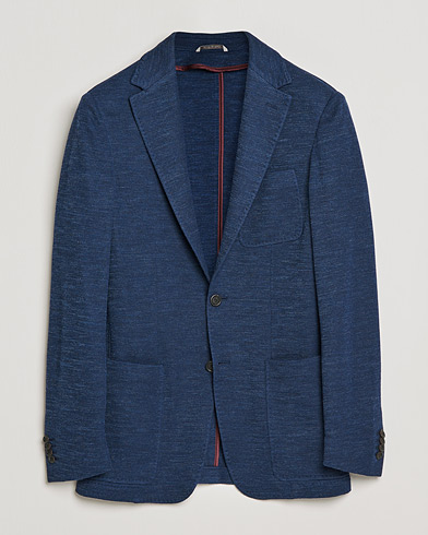 Herre | Dressjakker | Canali | Structured Wool Jersey Jacket Dark Blue