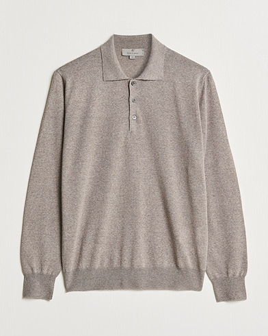 Herre |  | Canali | Merino Wool Knitted Polo Taupe