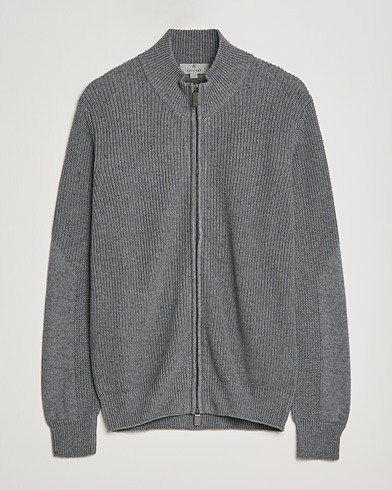 Herre | Business & Beyond | Canali | Cotton/Cashmere Full Zip Light Grey