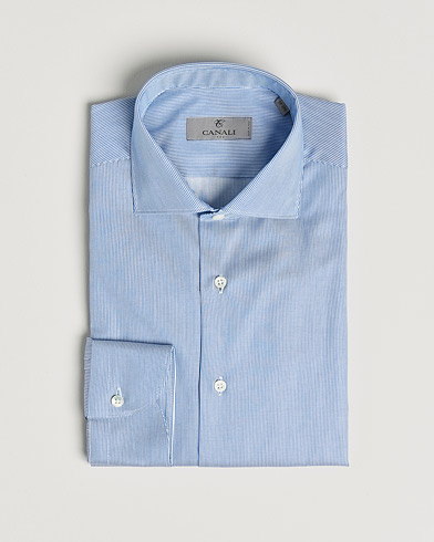 Herre |  | Canali | Slim Fit Cut Away Shirt Blue Stripe