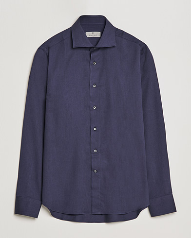 Herre | Business & Beyond | Canali | Slim Fit Flannel Shirt Navy