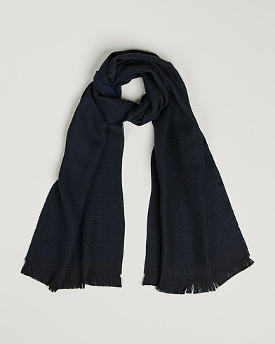 Canali Textured Wool Scarf Navy