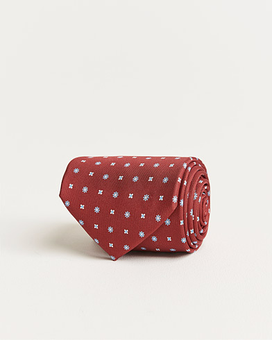 Herre | Italian Department | E. Marinella | 3-Fold Micro Pattern Silk Tie Red