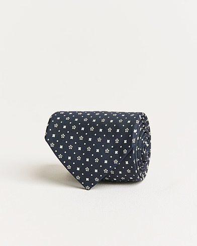 Herre | Slips | E. Marinella | 3-Fold Flower Pattern Silk Tie Navy