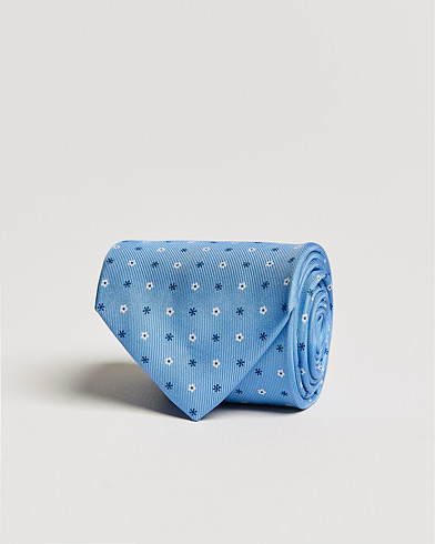 Herre | Italian Department | E. Marinella | 3-Fold Flower Silk Tie Light Blue