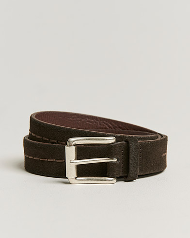Herre | Italian Department | Orciani | Stitched Suede Belt 3 cm Dark Brown