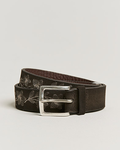 Herre |  | Orciani | Engraved Suede Belt 3,5 cm Dark Brown
