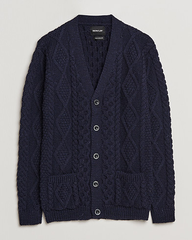 Herre | Cardigans | Howlin' | Cable Knitted Wool Cardigan Navy
