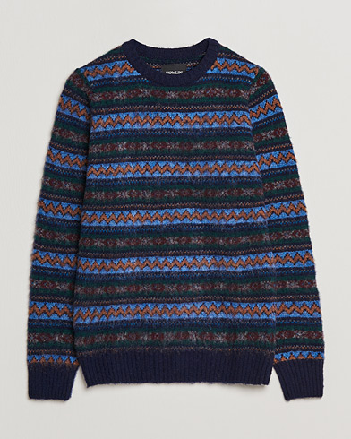 Herre | Gaver | Howlin' | Brushed Wool All Over Fair Isle Crew Neck Navy