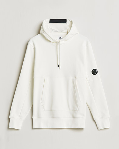 Herre | Hettegensere | C.P. Company | Diagonal Raised Fleece Hooded Lens Sweatshirt White