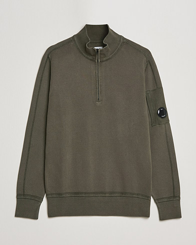 Herre | Contemporary Creators | C.P. Company | Knitted Cotton Lens Half Zip Olive