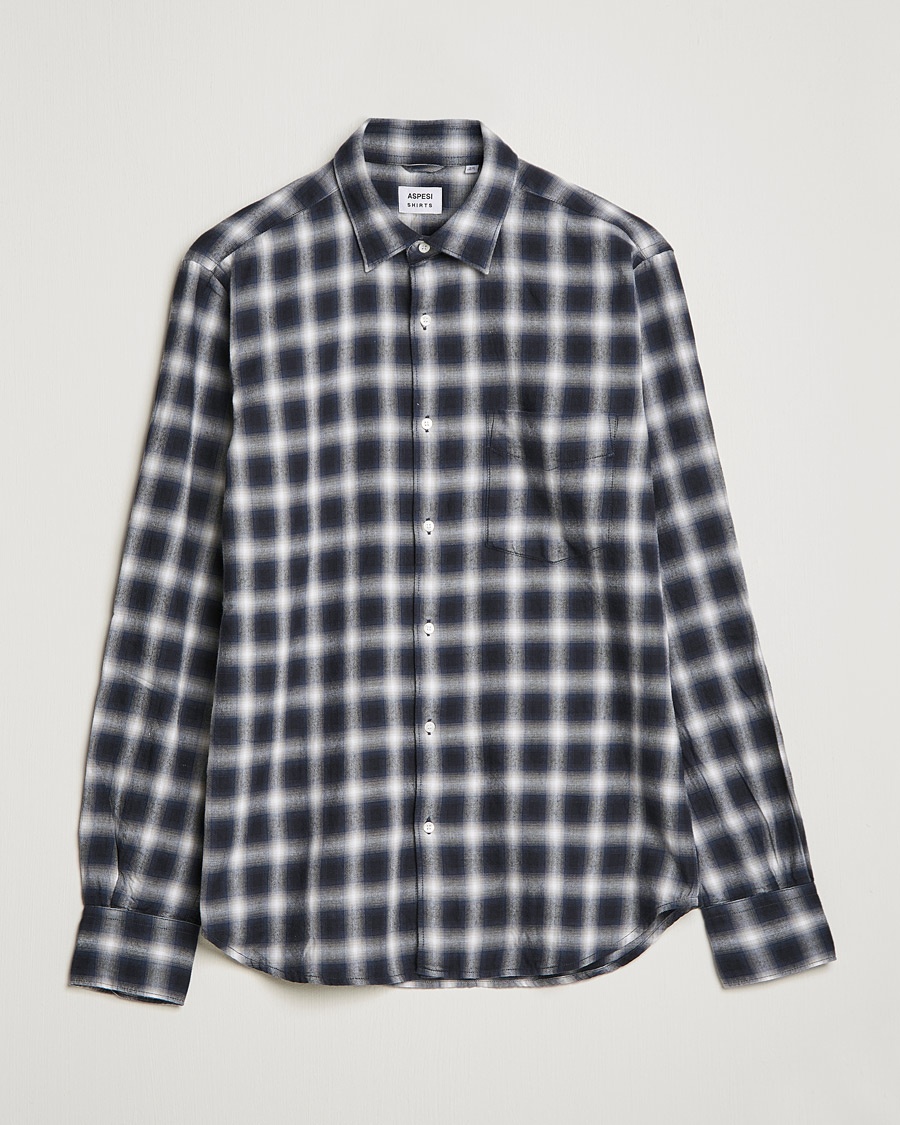 Herre | | Aspesi | Checked Flannel Shirt Blue/Grey