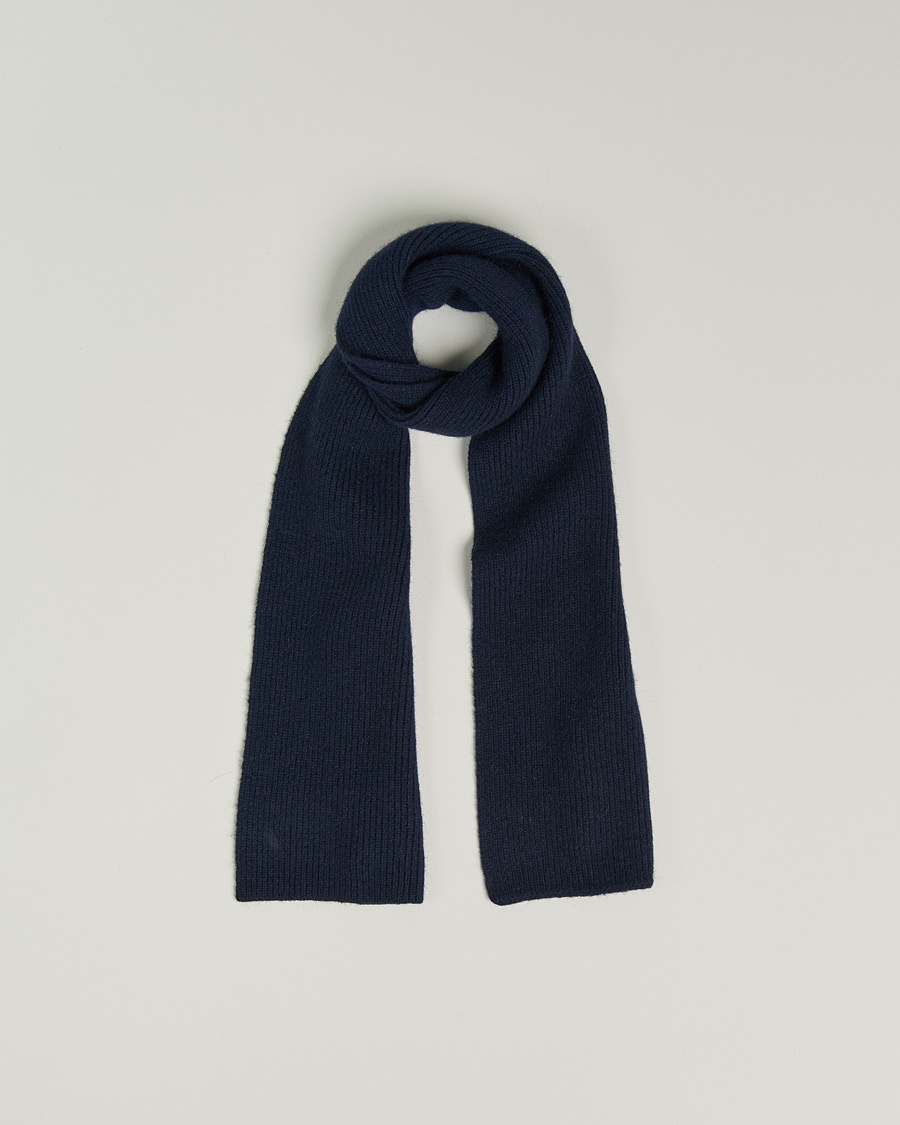 Le Bonnet Lambswool/Caregora Scarf Midnight – Blå