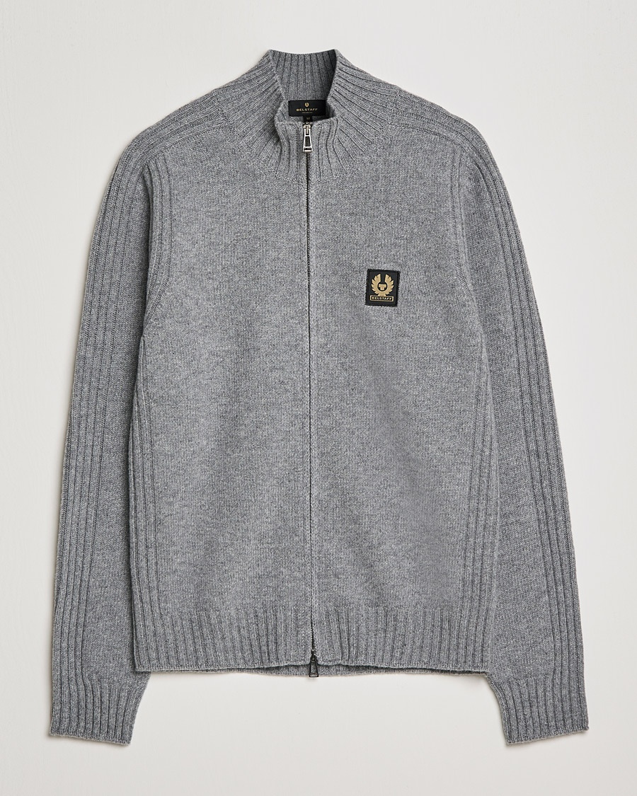 Herre | | Belstaff | Watch Full Zip Wool Cardigan Pale Grey Melange