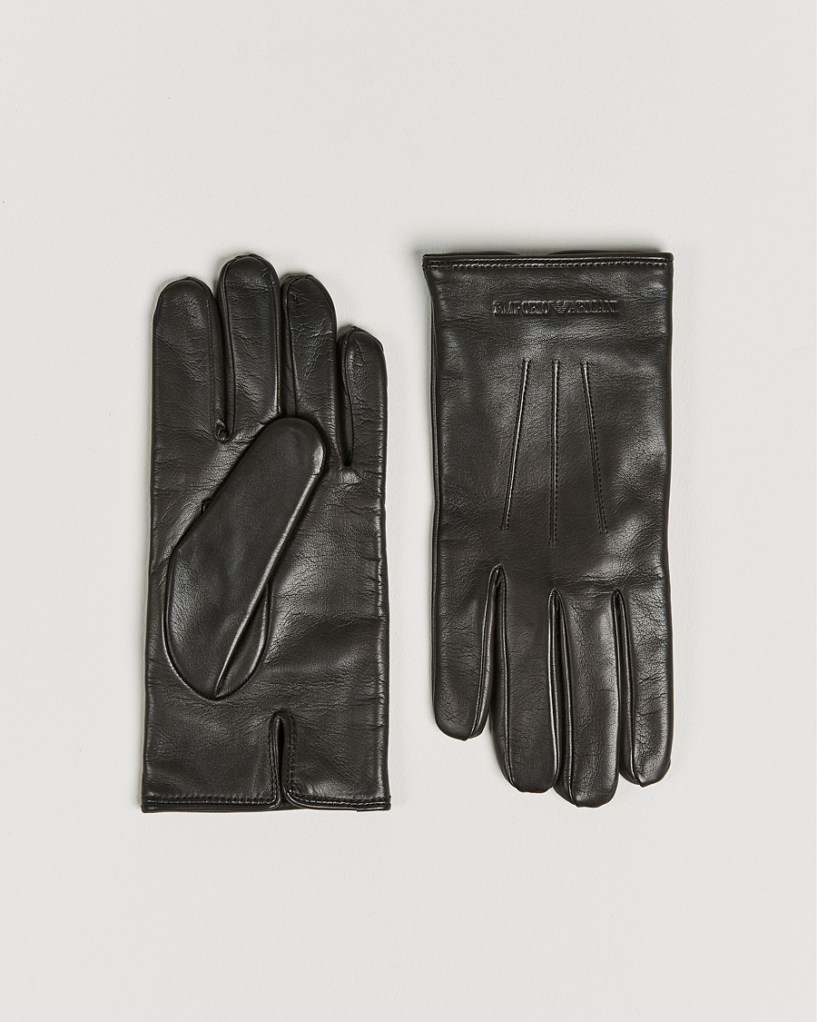 Herre | | Emporio Armani | Leather Gloves Dark Brown