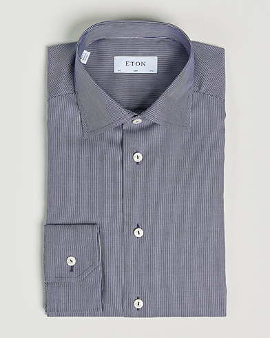 Herre |  | Eton | Striped Fine Twill Slim Shirt Navy Blue