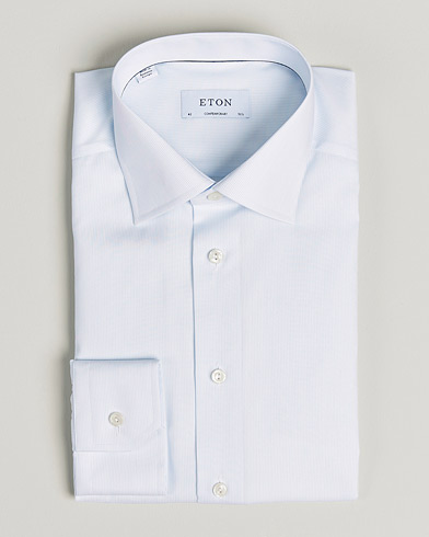 Herre | Businesskjorter | Eton | Hair line Striped Contemporary Twill Shirt Light Blue