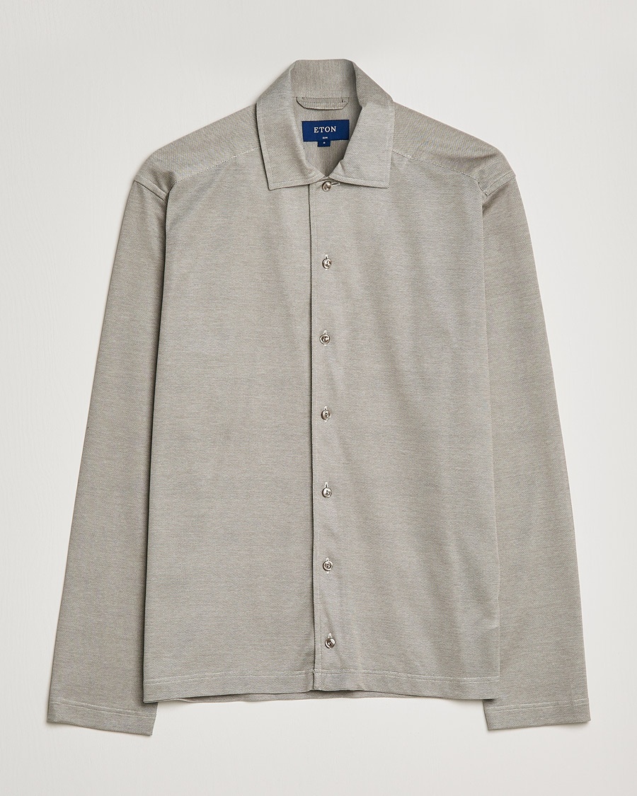 Herre | | Eton | Oxford Pique Shirt Light Grey