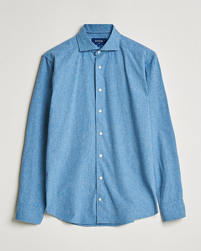 Herre | Business & Beyond | Eton | Recycled Cotton Shirt Blue