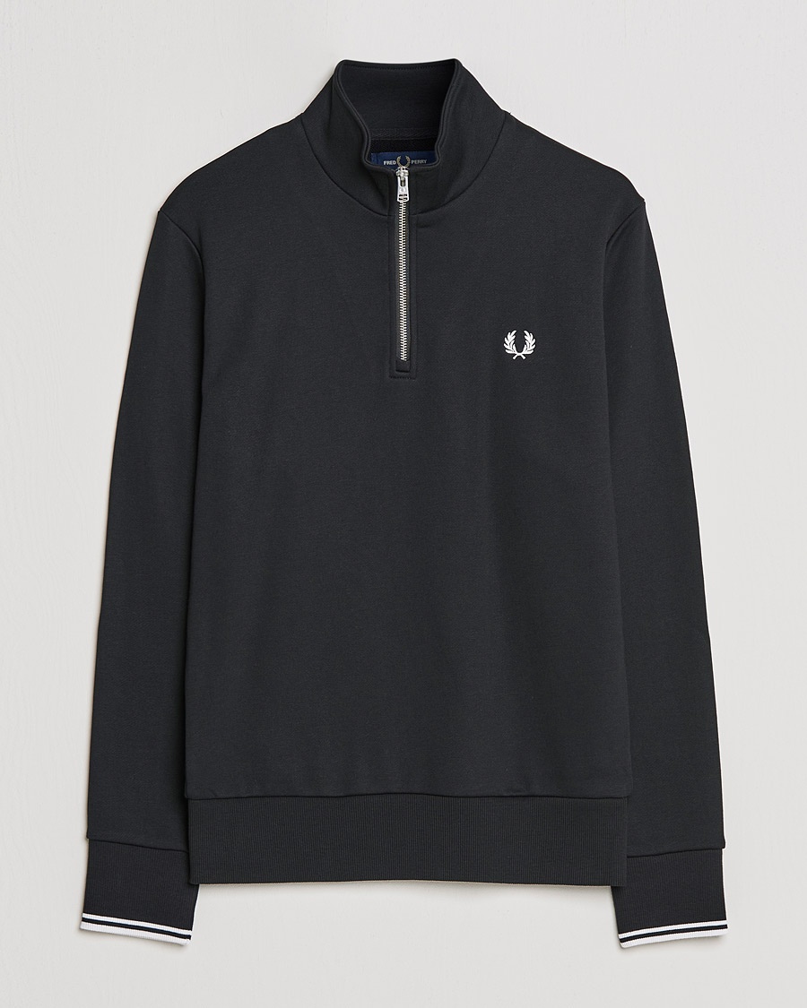 Fred Perry Half Zip Sweatshirt Black – Svart