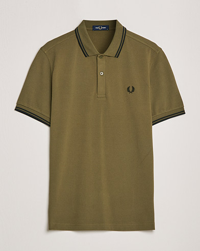 Herre | Pikéer | Fred Perry | Twin Tipped Shirt Uniform Green