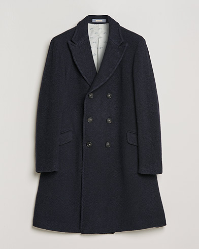 Herre |  | Massimo Alba | Oversize Wool Herringbone Coat Dark Navy
