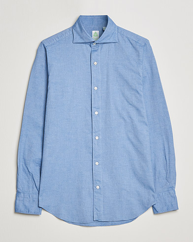 Herre | Lojalitetstilbud | Finamore Napoli | Tokyo Slim Flannel Shirt Light Blue