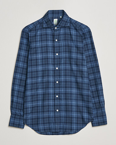 Herre |  | Finamore Napoli | Tokyo Slim Light Flannel Shirt Navy Check